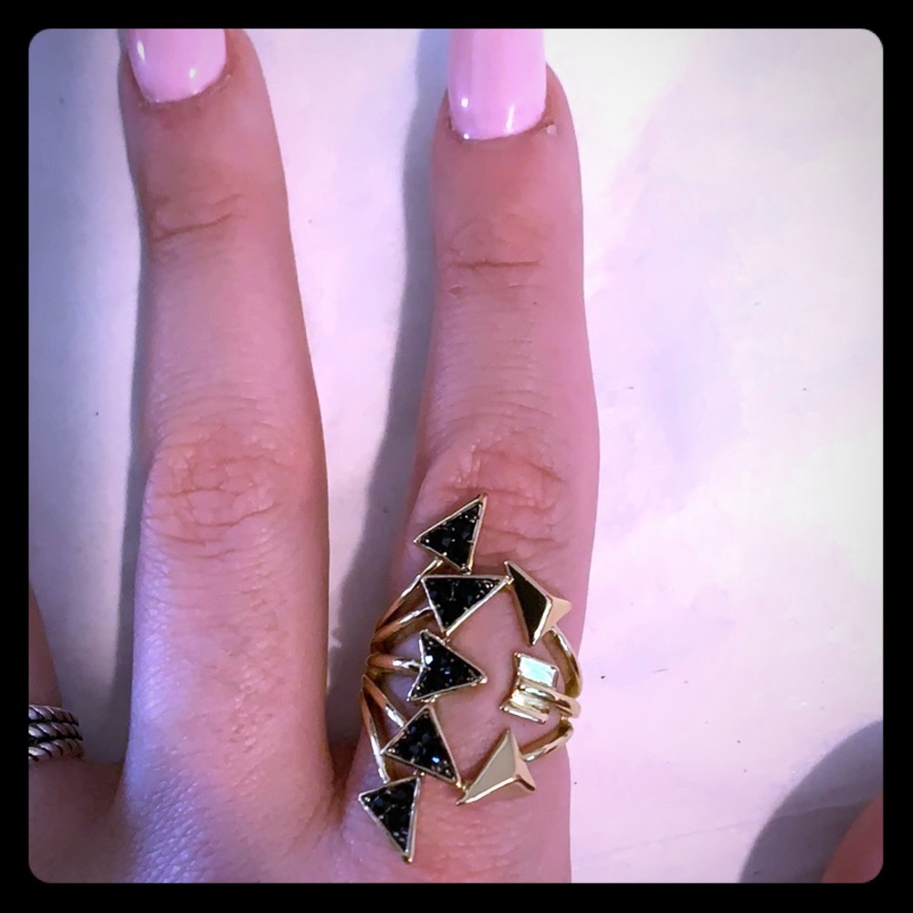 Black rhinestone ring